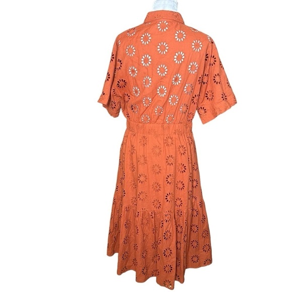 SUNCOO Chiara Eyelet Collared Dress-Terracotta. Size T3, Large - Picture 5 of 11